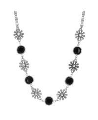 Black Crystal Flower Collar Necklace