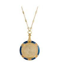Blue Enamel Crystal Round Zodiac Necklace