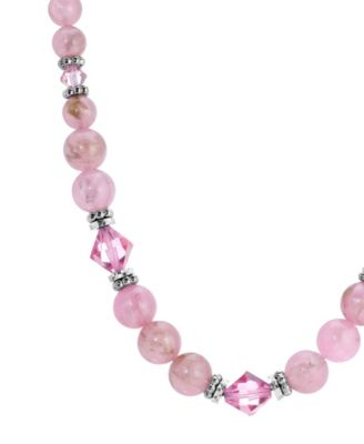 Pink Acrylic Bead Crystal Strand Necklace