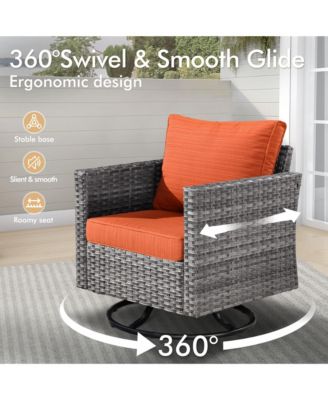 8 Piece Outdoor Wicker Patio Set with High Back Sofa, 360degree(s) Swivel Rocking Chairs & Ottoman for Porch Pool