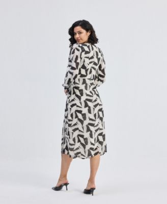 Women's Midi Wrap Dress in Abstract Mosaic