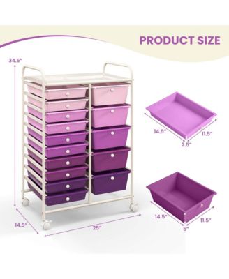 15-Drawer Rolling Storage Cart for Tools, Scrapbook Paper, Office and School Organization