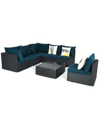 Set of 7 Rattan Sofa Set Sectional Conversation Furniture Set Patio