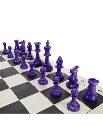 Color Bright Plastic Staunton Tournament Chess Pieces with 3.75 in. King - Half Chess Set of Chess Pieces Only, Purple