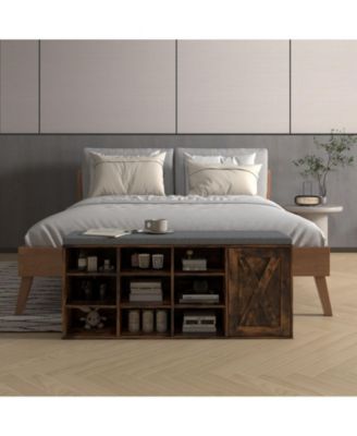 9-cube Adjustable Storage Shoe Bench with Padded Cushion