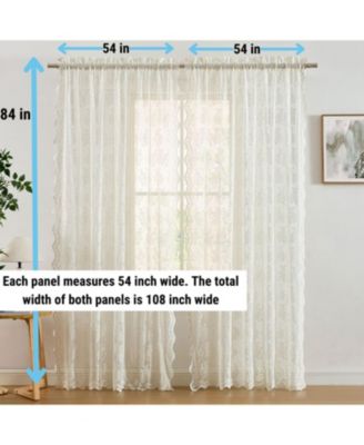 Jolene Floral Soft Decorative Lace Semi Sheer Light Filtering Rod Pocket Window Treatment Curtain Panels - Set of 2