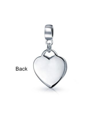 Initial Alphabet Bead Charm Heart Tag Dangle Sterling Silver for European Bracelet