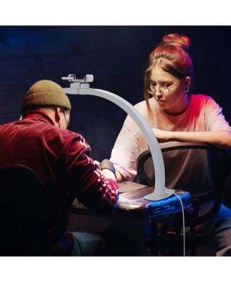 40W Foldable Half Moon Nail Desk Lamp LED Nail Tech Light Phone Holder With Carry Bag For Manicure Beauty Salon Home Spa