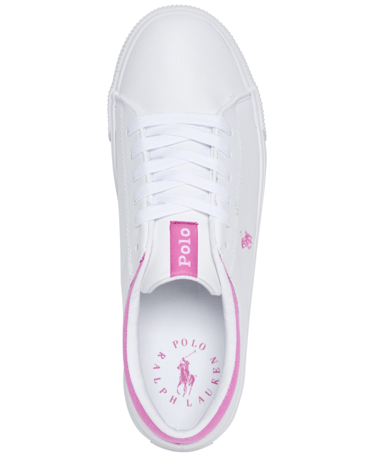 Polo Ralph Lauren Big Girls Elmwood Casual Sneakers From Finish Line In White,pink