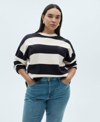MANGO - Women's Round-Neck Striped Sweater