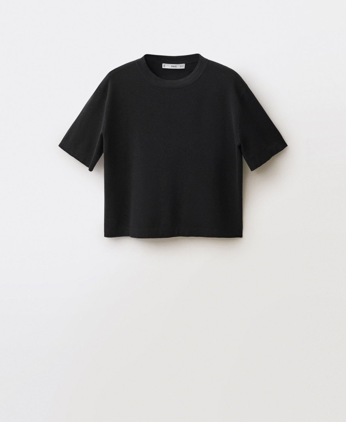 Shop Mango Women's Short-sleeved Wool-blend Sweater In Black