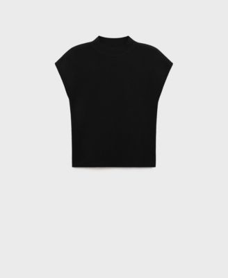 MANGO - Women's Perkins-Neck Short-Sleeved Sweater