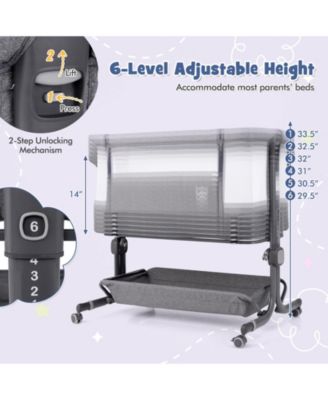 Baby Bassinet Bedside Sleeper with 6-Level Adjustable Height