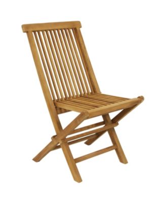 Outdoor Solid Teak Wood with Stained Finish Hyannis Folding Dining Chairs - Light Brown
