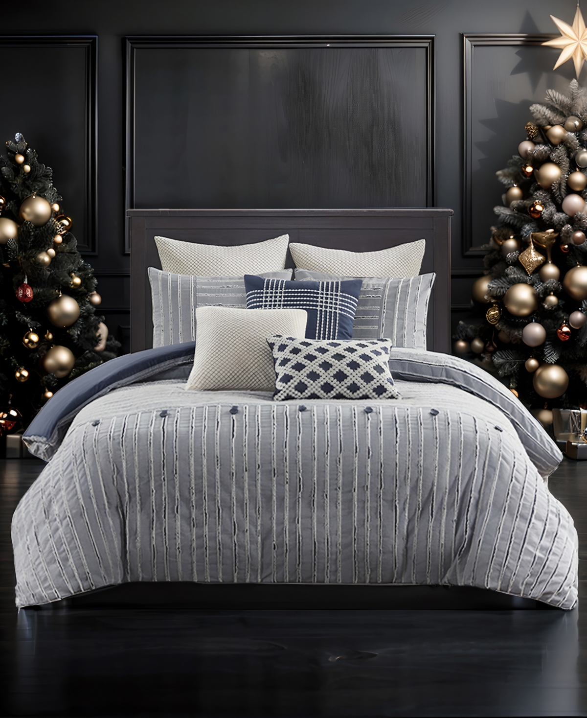 Madison Park Signature Essence Clipped Jacquard 10-pc. Comforter Set, King In Blue