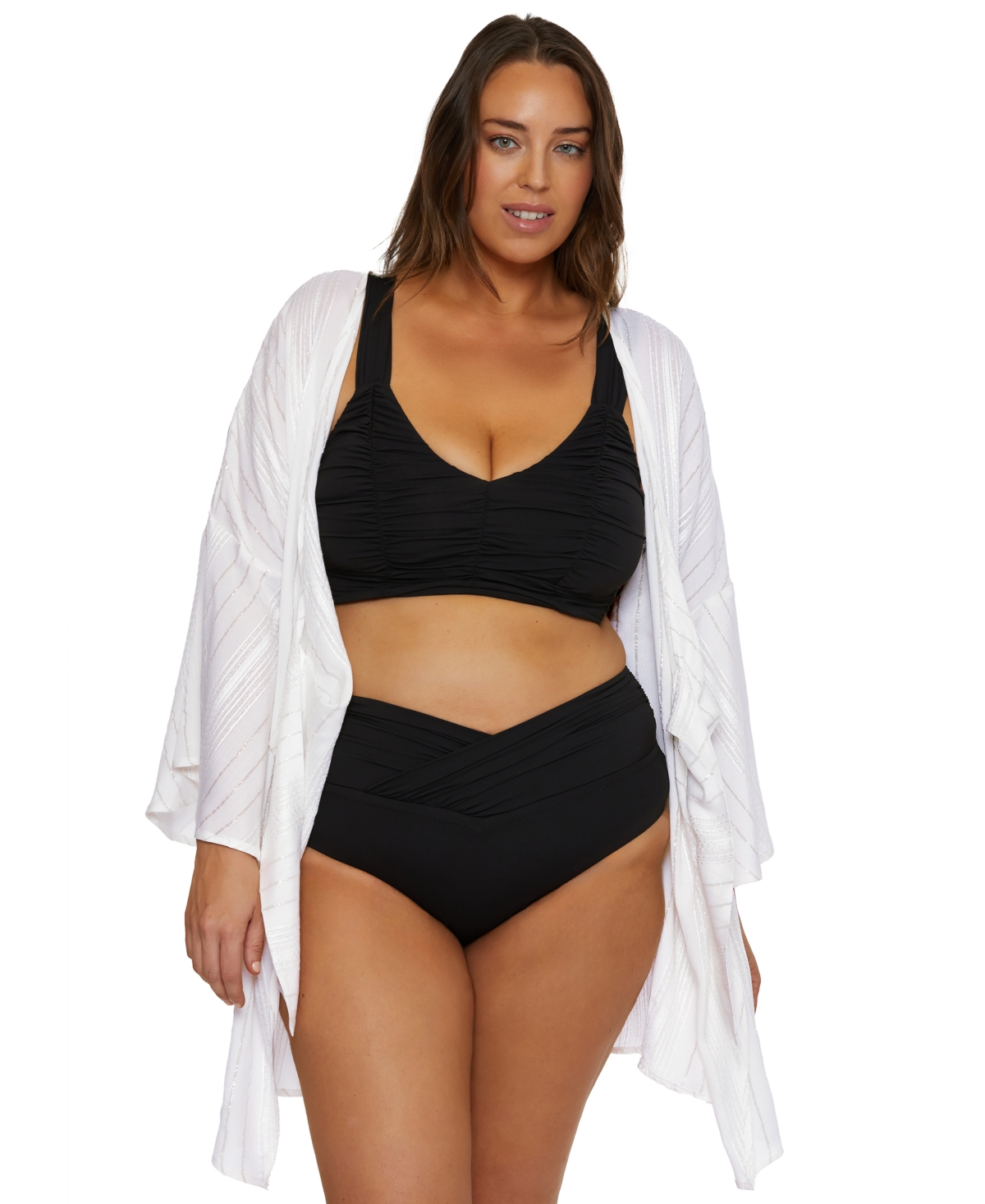 BECCA ETC PLUS SIZE RADIANCE TIE-FRONT TUNIC COVER-UP 