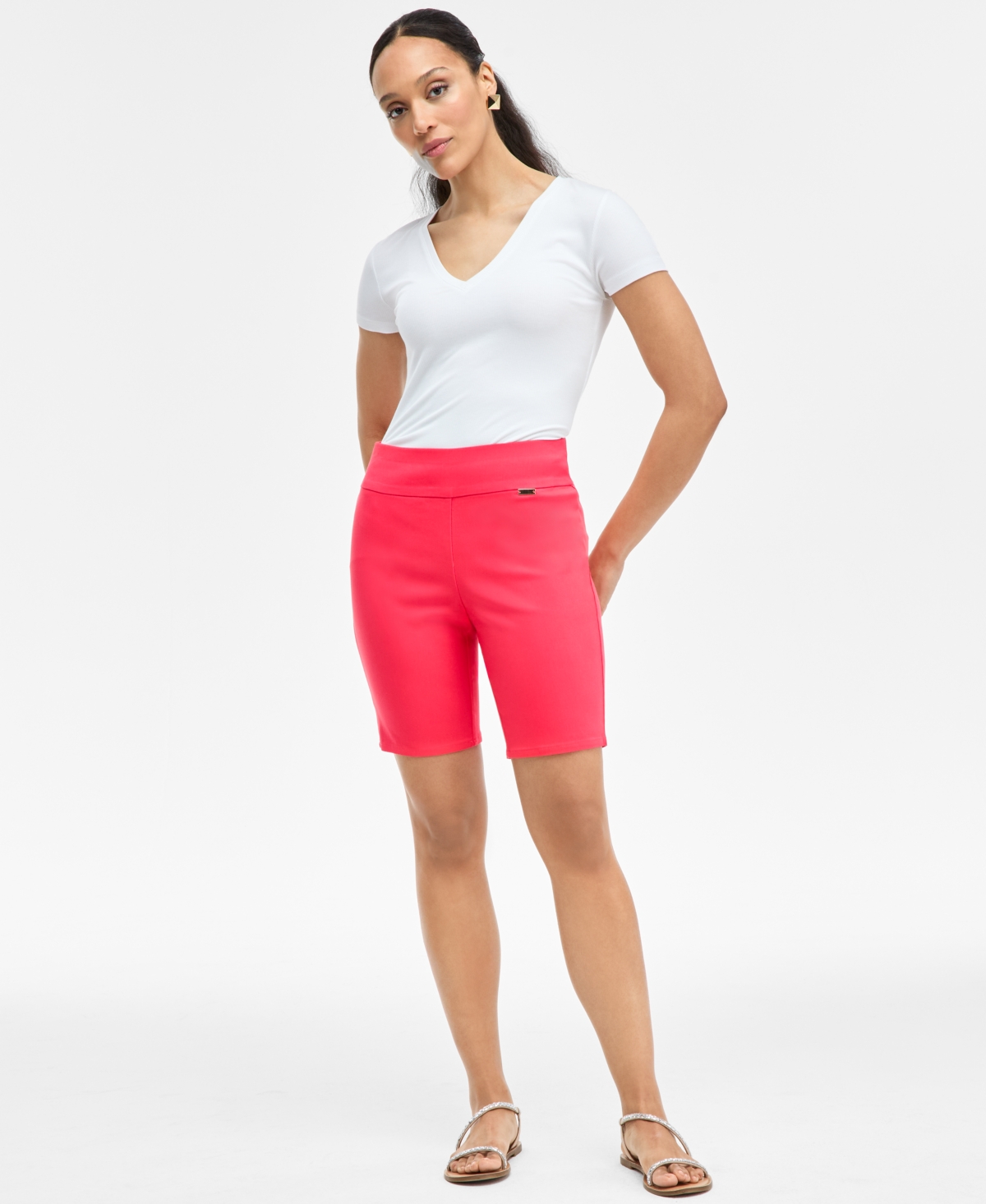 Women's Pull-On Bermuda Shorts, Exclusively at Macy's - Starfish Pink