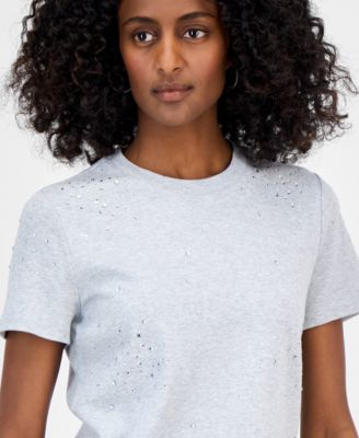 Women's Cotton Embellished T-Shirt, Exclusively at Macy's 