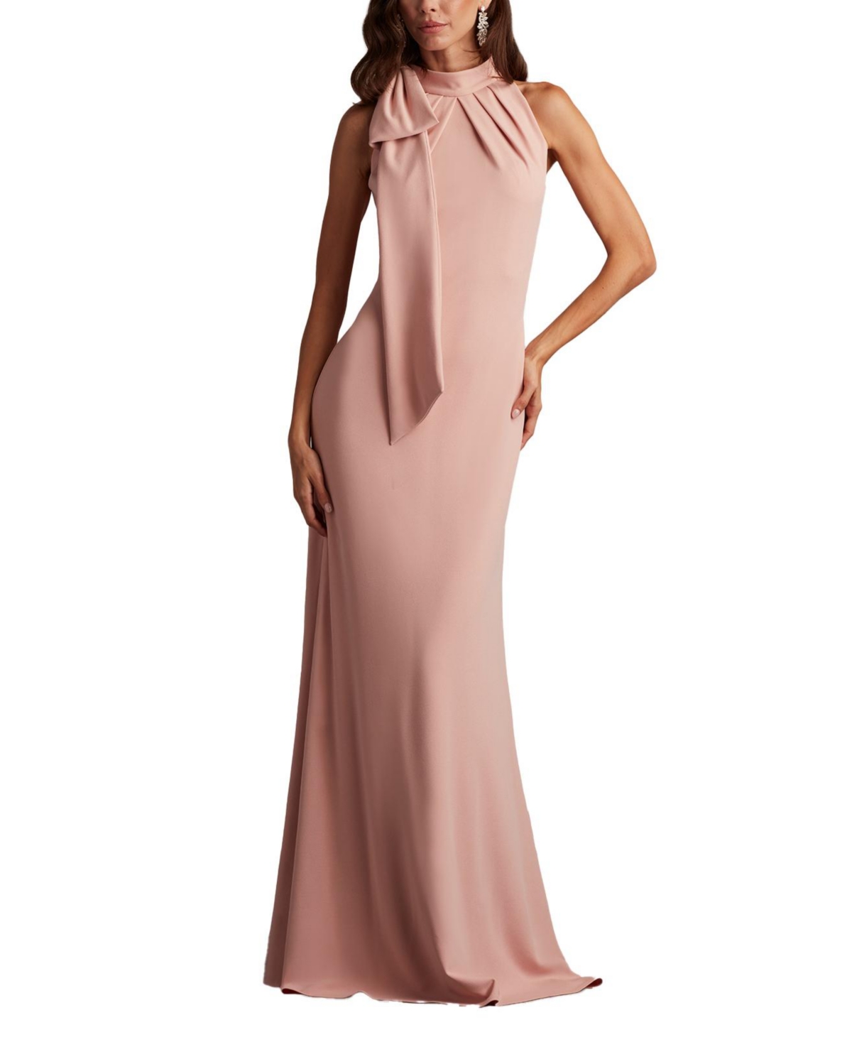 Tadashi Shoji Women's Sims Shoulder Bow Halter Gown - Pink