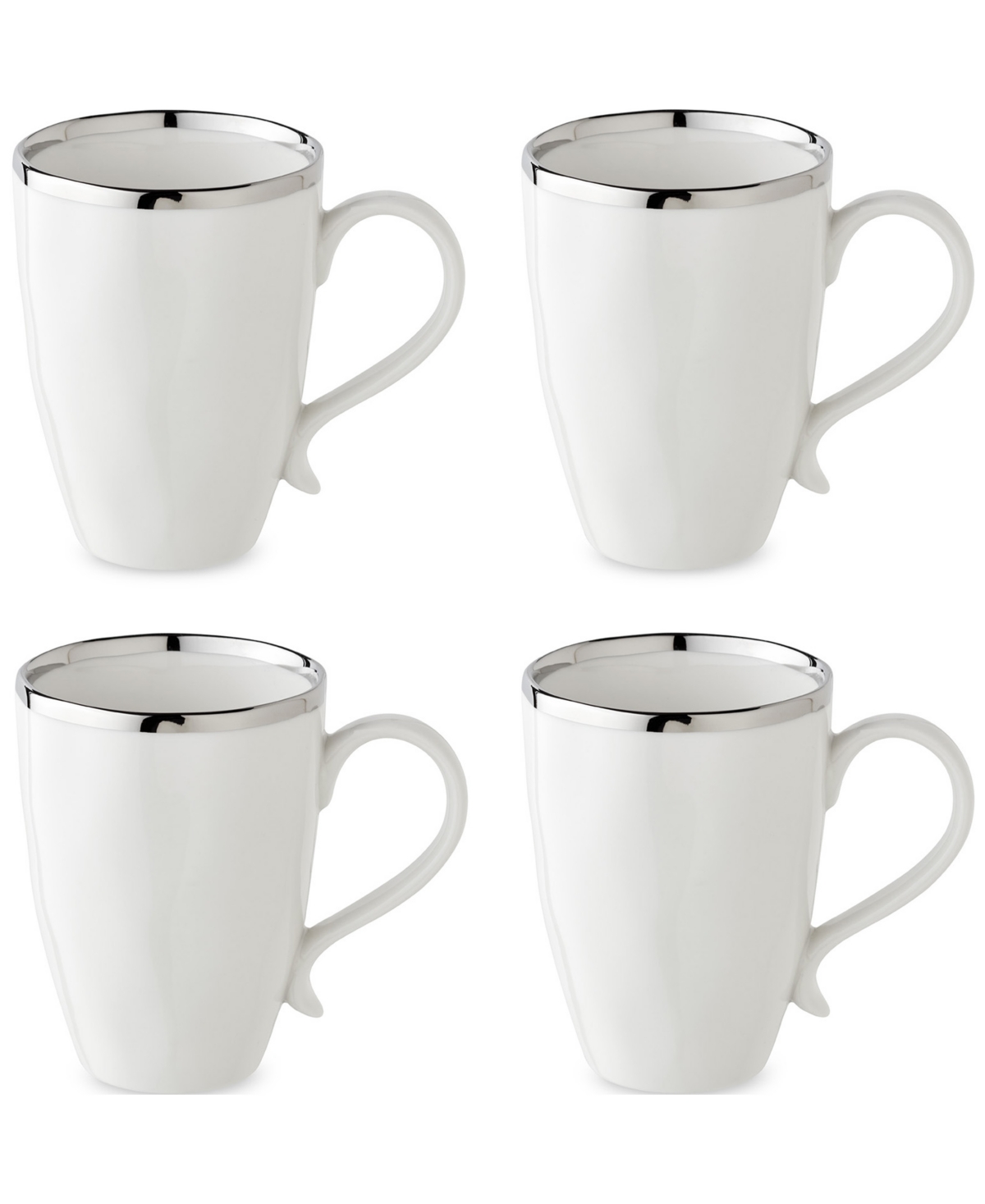 Regency Mugs, Set of 4 - White And Silver