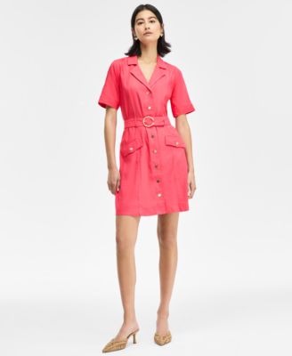 I.N.C. International Concepts - Women's Linen-Blend Belted Mini Dress, Exclusively at Macy's