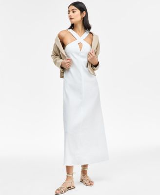 I.N.C. International Concepts - Women's Linen-Blend Halter Midi Dress, Exclusively at Macy's
