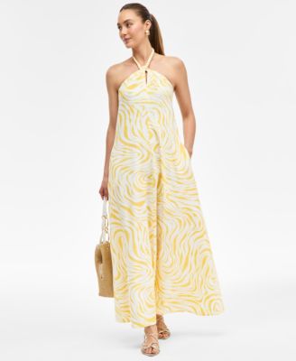 I.N.C. International Concepts - Women's Linen-Blend Halter Midi Dress, Exclusively at Macy's