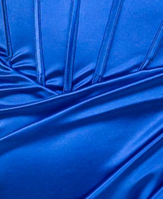 Juniors' Satin Bustier Tulip-Skirt Midi Dress