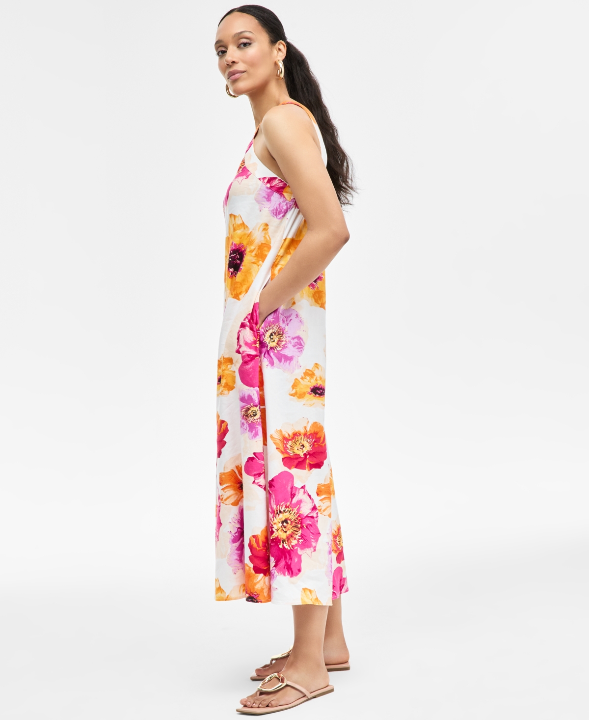 Inc International Concepts Women's Floral-print Linen-blend Maxi Dress, Exclusively At Macy's In Deima Blooms