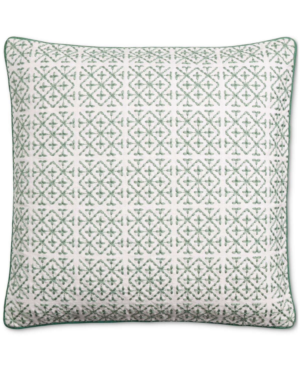 Charter Club Embroidered Tiles Decorative Pillow, 20" X 20", Exclusively At Macy's In Sage