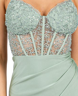 Juniors' Strappy Sequinned-Lace Maxi Dress