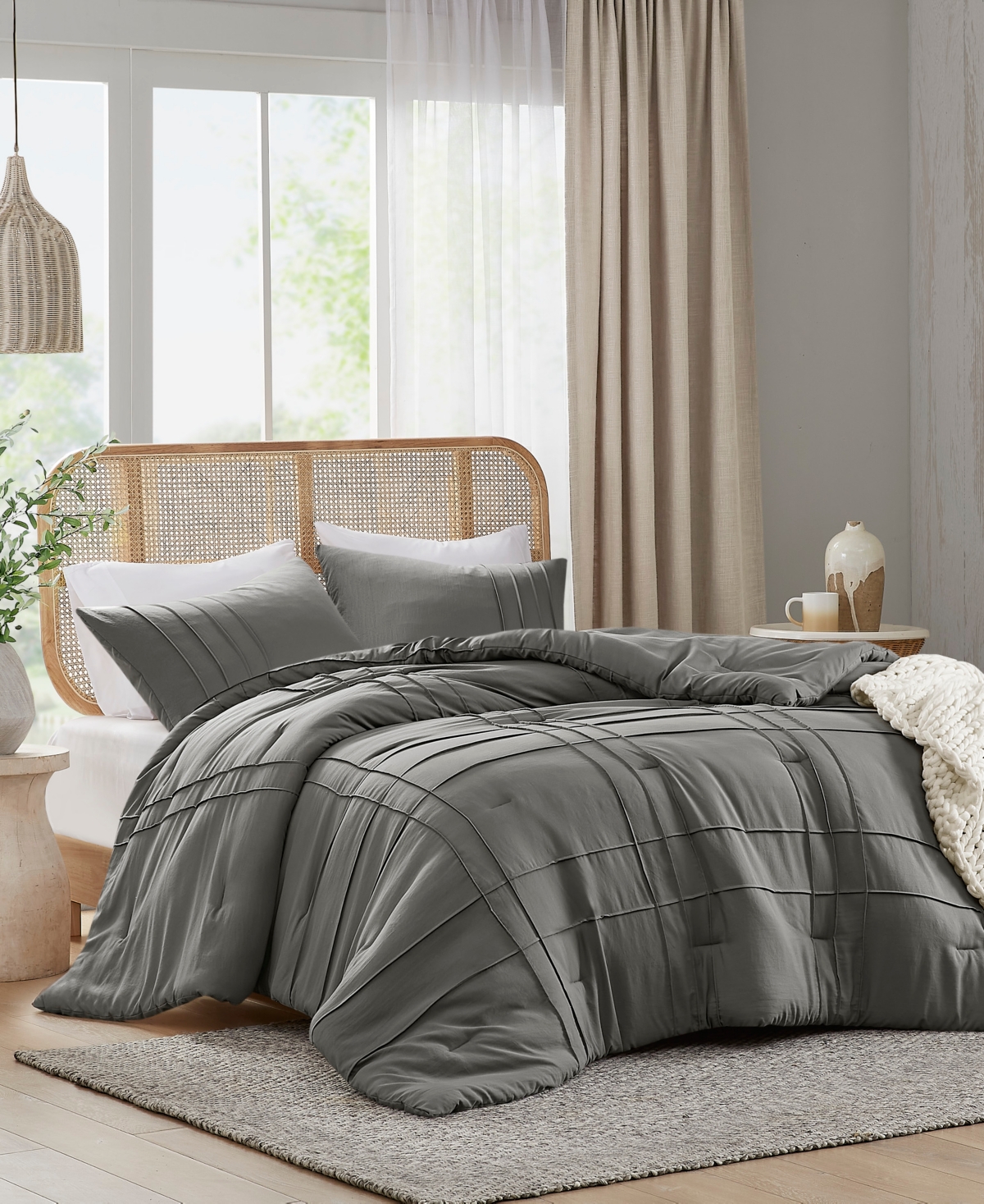 510 Design Porter Washed Pleated 2-pc. Duvet Cover Set, Twin/twin Xl In Gray