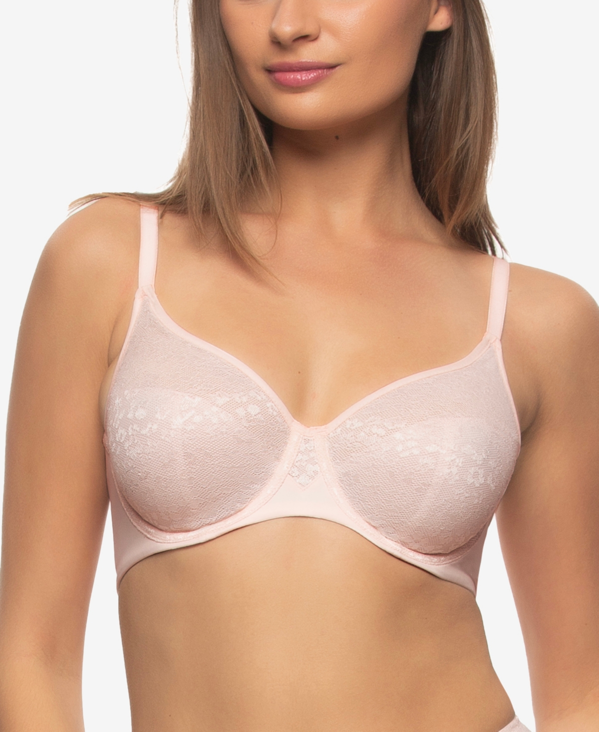 Paramour Women's Prima Seamless Unlined Molded Lace Bra In Pink