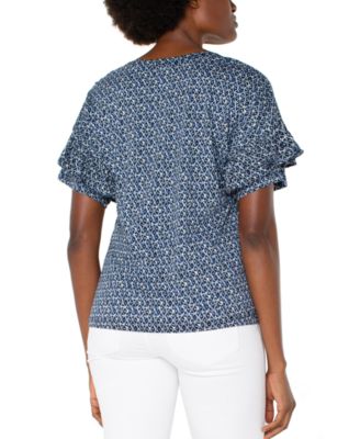 Petite Ruffled-Sleeve Knit Top