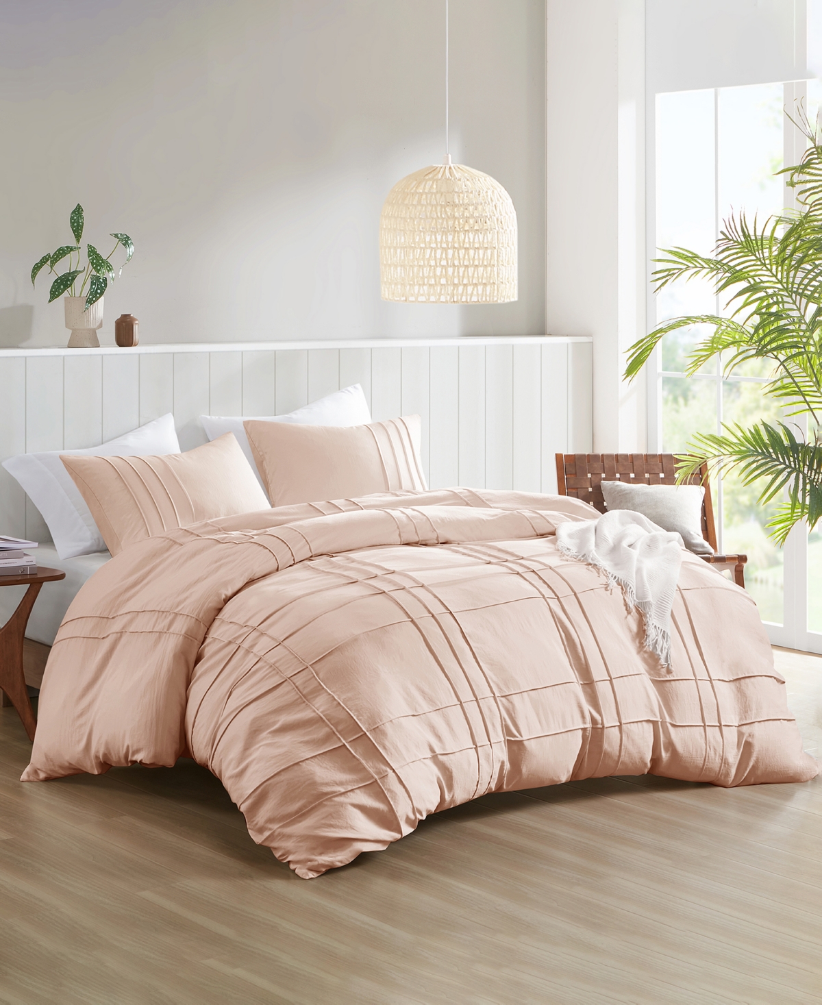 510 Design Porter Pleated 3-pc. Duvet Cover Set, Full In Blush