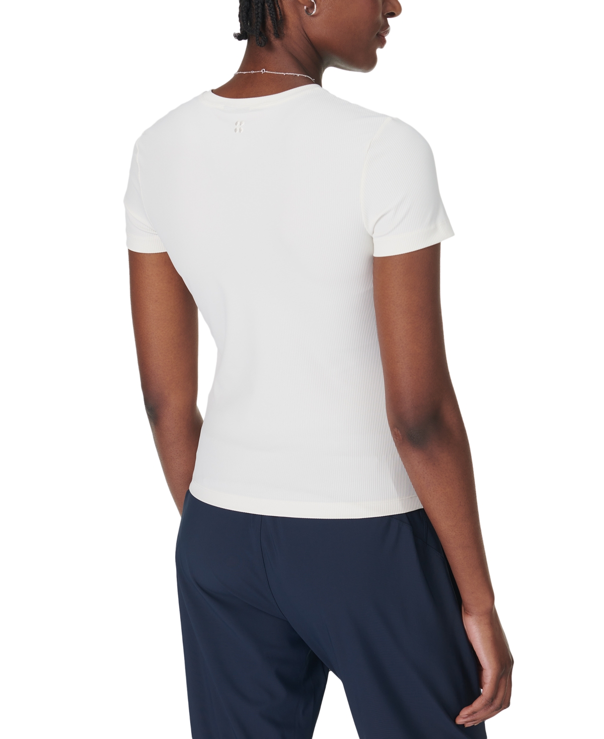 Sweaty Betty Explorer Sculpt Rib Performance T-shirt In Lily White