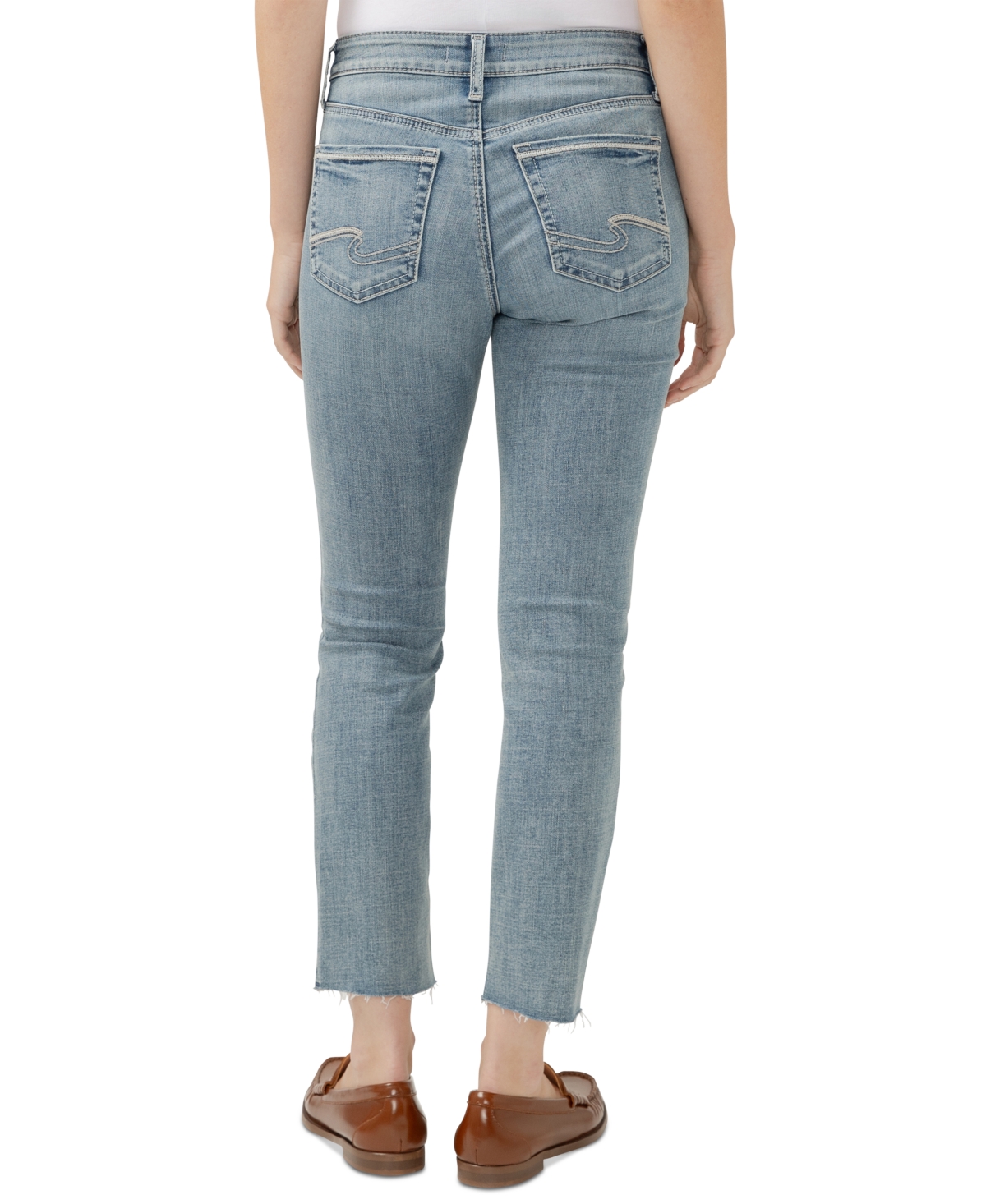 SILVER JEANS CO. WOMEN'S SUKI MID-RISE CURVY-FIT STRAIGHT-LEG CROPPED DENIM JEANS 