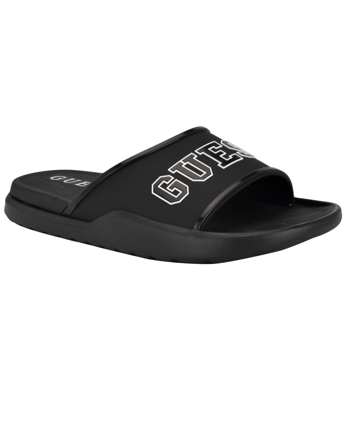 Guess Men's Mylas Branded Slip On Fashion Slides In Black