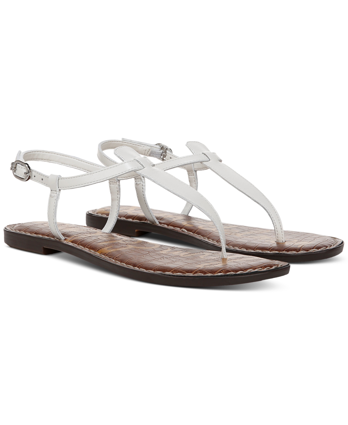 Shop Sam Edelman Women's Gigi T-strap Flat Sandals In Bright White