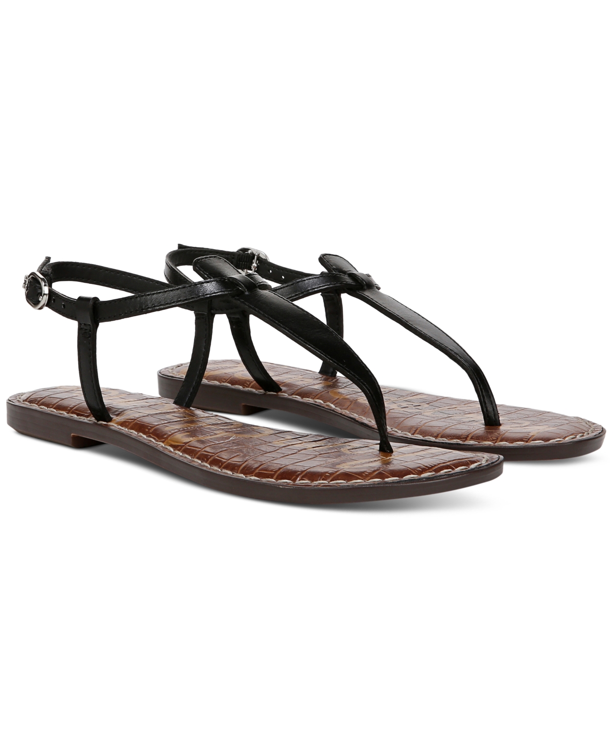 Sam Edelman Women's Gigi T-Strap Flat Sandals - Black