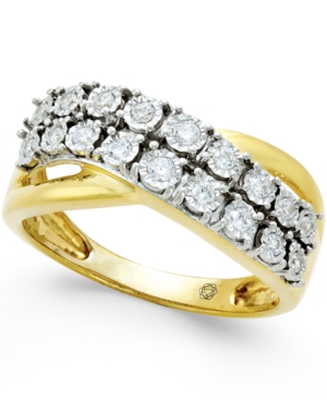 image of Diamond Two-Row Crossover Ring (1/4 ct. t.w.) in 10k White or Yellow Gold