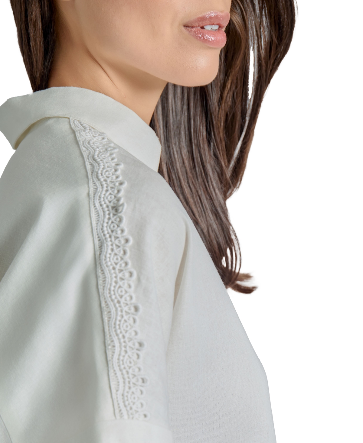Jones New York Women's Linen-blend Drop-shoulder Shirt In Nyc White