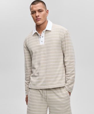 Mode of One - Men's Horizontal-Stripe French Terry Polo