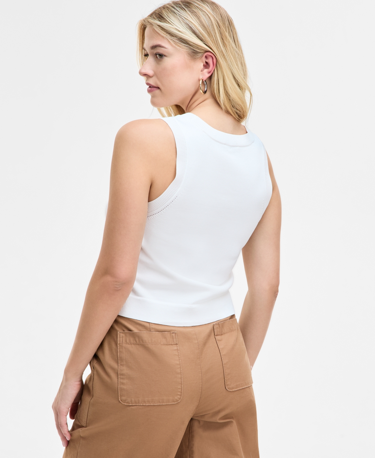 On 34th Women's Crewneck Sweater Tank, Exclusively At Macy's In Washed White