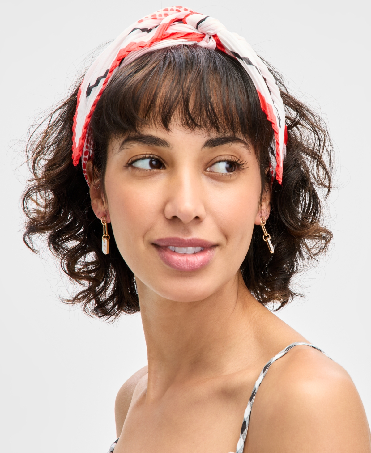 On 34th Pleated Geo-dot Square Scarf, Exclusively At Macy's In Red
