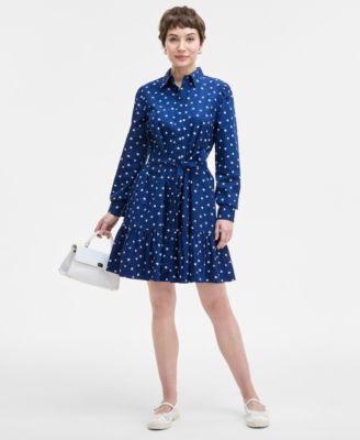 On 34th - Women's Cotton Long-Sleeve Shirt Dress