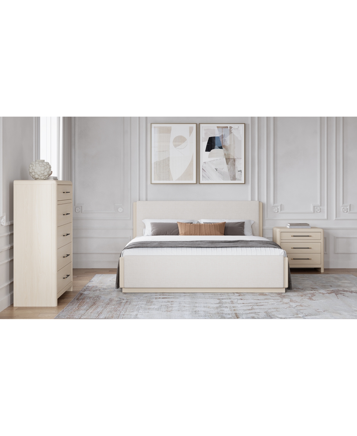 Macy's Wallen 3-pc. Set (full Bed, Dresser & Nightstand) In White