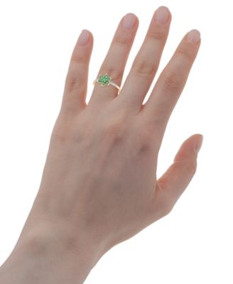 Emerald (1/2 ct. t.w.) & Diamond (1/20 ct. t.w.) Flower Ring in 14K Gold over Sterling Silver