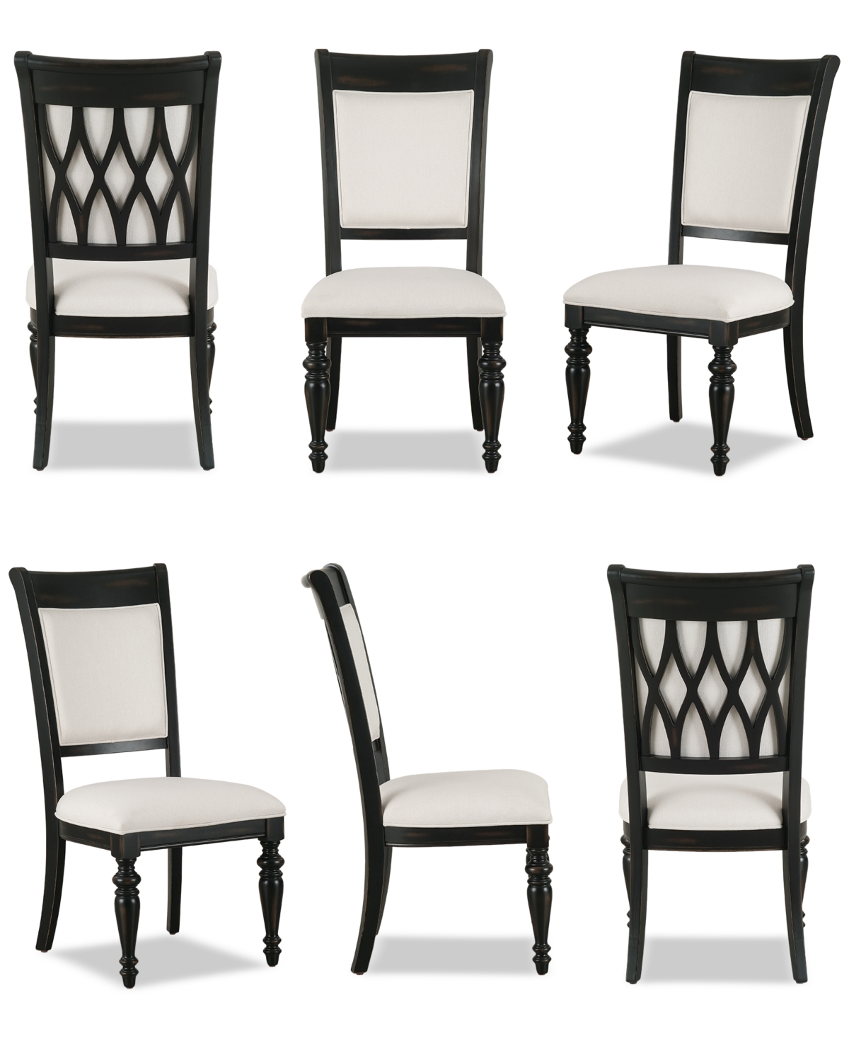 Macy's Daria 6-pc. Upholstered Back Side Chair Set, Created For  In Black