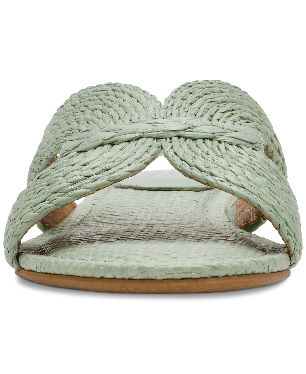 Dv Dolce Vita Women's Geeya Raffia Criss Cross Strap Flat Slide Sandals In Sage Raffia